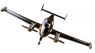 altın bir uçakta 3D render üzerinde beyaz bir backgro izole