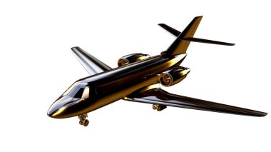 altın bir uçakta 3D render üzerinde beyaz bir backgro izole