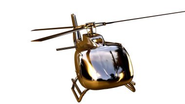 Altın helikopterle 3D render üzerinde beyaz bir backg izole