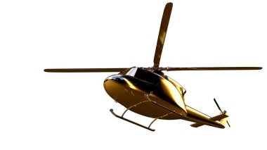 Altın helikopterle 3D render üzerinde beyaz bir backg izole
