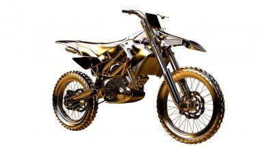 altın bir motosiklet üzerinde 3D render üzerinde beyaz bir backg izole