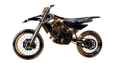 altın bir motosiklet üzerinde 3D render üzerinde beyaz bir backg izole