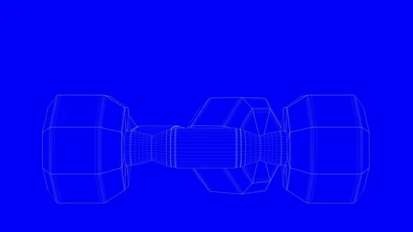 3d rendering of a blueprint gym equipments in white lines on a b — Stock Photo, Image