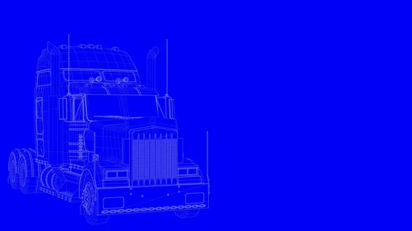 블루 뒷면에 흰색 라인에 블루 인쇄 트럭의 3d 렌더링 — 스톡 사진