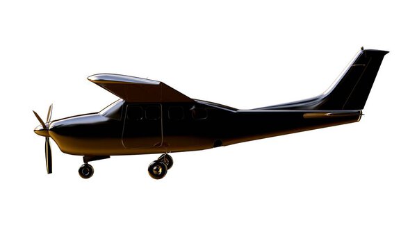 3d rendering of a golden airplane on isolated on a white backgro