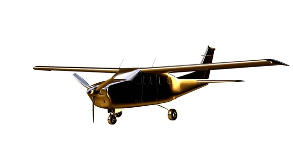 3d renderização de um avião dourado em isolado em um backgro branco — Fotografia de Stock