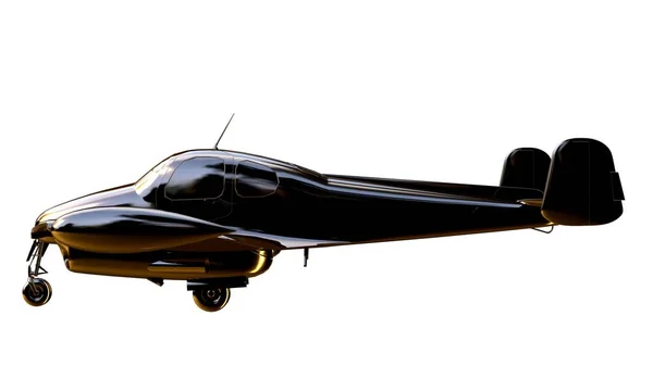 3D rendering ของเครื่องบินสีทองบนพื้นหลังสีขาว — ภาพถ่ายสต็อก