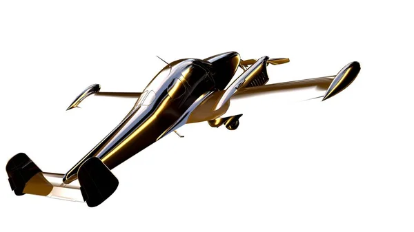 3d rendering of a golden airplane on isolated on a white backgro — Stock Photo, Image