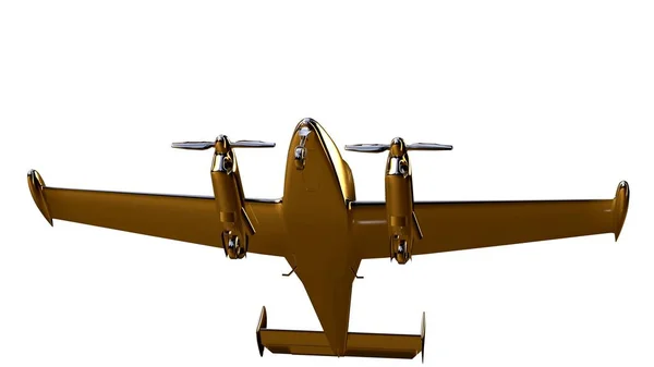 3D vykreslování zlaté letadlo na izolované na bílém backgro — Stock fotografie