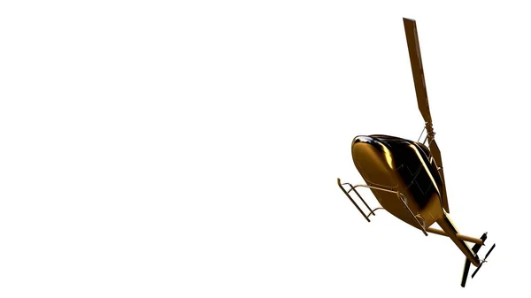 3D-Darstellung eines goldenen Helikopters auf isoliertem, weißem Hintergrund — Stockfoto