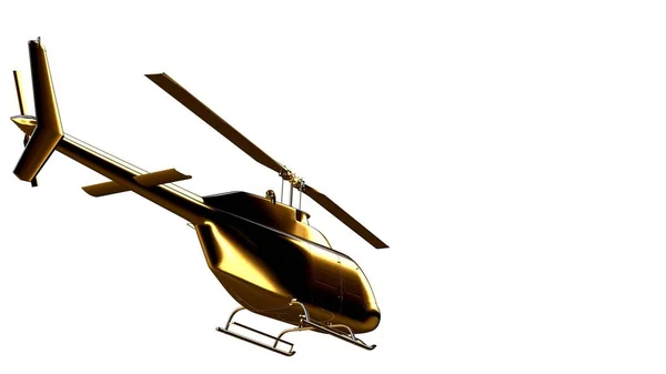 3D vykreslování zlatý vrtulníku na izolované na bílém pozadí — Stock fotografie