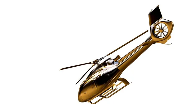 3D-rendering av en gyllene helikopter på isolerade på en vit backg — Stockfoto