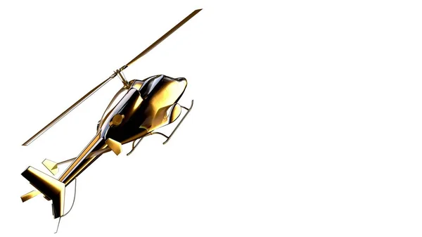 3d renderização de um helicóptero dourado em isolado em um backg branco — Fotografia de Stock