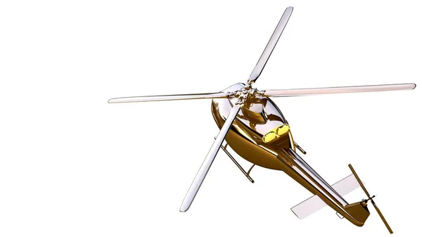 3d renderização de um helicóptero dourado em isolado em um backg branco — Fotografia de Stock