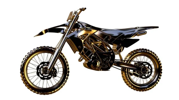 altın bir motosiklet üzerinde 3D render üzerinde beyaz bir backg izole