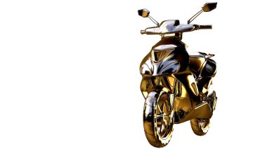 altın bir motosiklet üzerinde 3D render üzerinde beyaz bir backg izole
