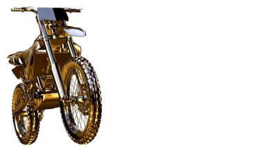altın bir motosiklet üzerinde 3D render üzerinde beyaz bir backg izole