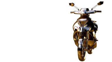 altın bir motosiklet üzerinde 3D render üzerinde beyaz bir backg izole