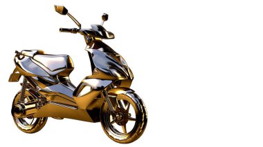 altın bir motosiklet üzerinde 3D render üzerinde beyaz bir backg izole
