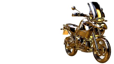 altın bir motosiklet üzerinde 3D render üzerinde beyaz bir backg izole