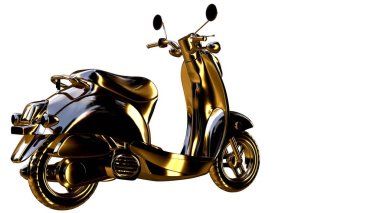 altın bir motosiklet üzerinde 3D render üzerinde beyaz bir backg izole