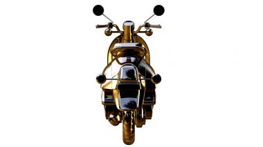 altın bir motosiklet üzerinde 3D render üzerinde beyaz bir backg izole