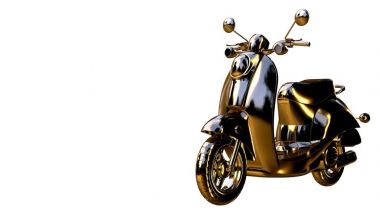 altın bir motosiklet üzerinde 3D render üzerinde beyaz bir backg izole