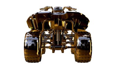 altın bir motosiklet üzerinde 3D render üzerinde beyaz bir backg izole