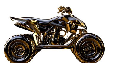 altın bir motosiklet üzerinde 3D render üzerinde beyaz bir backg izole