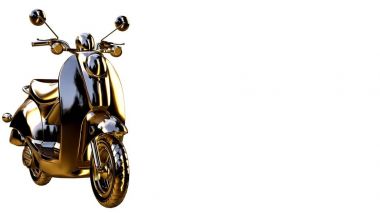 altın bir motosiklet üzerinde 3D render üzerinde beyaz bir backg izole