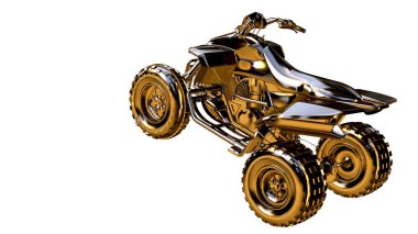 altın bir motosiklet üzerinde 3D render üzerinde beyaz bir backg izole