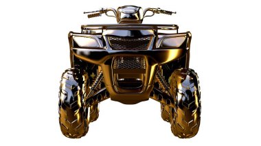 altın bir motosiklet üzerinde 3D render üzerinde beyaz bir backg izole
