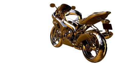 altın bir motosiklet üzerinde 3D render üzerinde beyaz bir backg izole