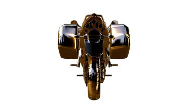 altın bir motosiklet üzerinde 3D render üzerinde beyaz bir backg izole