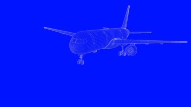 mavi bir baskı uçağın mavi b beyaz çizgiler içinde 3D render