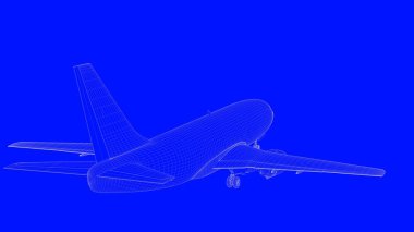 mavi bir baskı uçağın mavi b beyaz çizgiler içinde 3D render