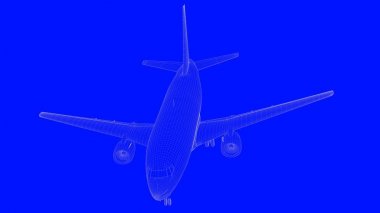 mavi bir baskı uçağın mavi b beyaz çizgiler içinde 3D render