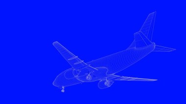 mavi bir baskı uçağın mavi b beyaz çizgiler içinde 3D render