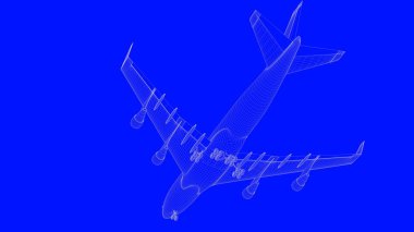 mavi bir baskı uçağın mavi b beyaz çizgiler içinde 3D render