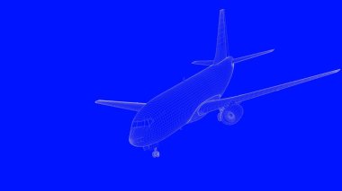 mavi bir baskı uçağın mavi b beyaz çizgiler içinde 3D render