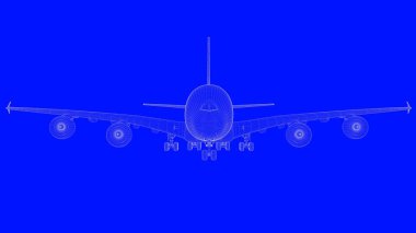mavi bir baskı uçağın mavi b beyaz çizgiler içinde 3D render