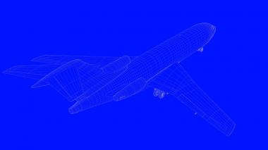 mavi bir baskı uçağın mavi b beyaz çizgiler içinde 3D render