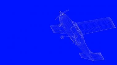 mavi bir baskı uçağın mavi b beyaz çizgiler içinde 3D render