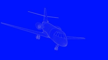 mavi bir baskı uçağın mavi b beyaz çizgiler içinde 3D render