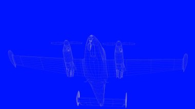 mavi bir baskı uçağın mavi b beyaz çizgiler içinde 3D render