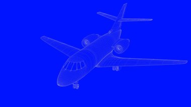 mavi bir baskı uçağın mavi b beyaz çizgiler içinde 3D render