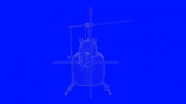 beyaz çizgiler mavi bir baskı helikopterde bir blu üzerinde 3D render