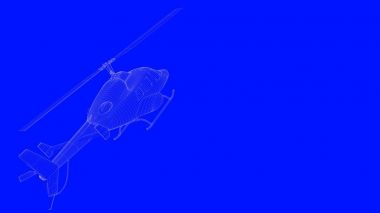 beyaz çizgiler mavi bir baskı helikopterde bir blu üzerinde 3D render
