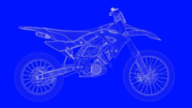 3D Render mavi bir bac üzerinde beyaz çizgiler mavi bir baskı motor