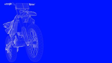 3D Render mavi bir bac üzerinde beyaz çizgiler mavi bir baskı motor